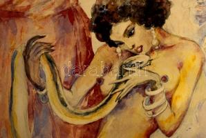 Zórád Ernő (1911-2004): Erotikus kígyótánc, Akvarell, papír, jelzett, apró kopással, üvegezett keret...