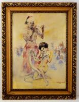 Zórád Ernő (1911-2004): Erotikus kígyótánc, Akvarell, papír, jelzett, apró kopással, üvegezett keret...