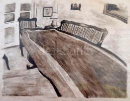 Rófusz Ferenc (1946-) Két képkocka az Oscar díjas Légy c. animációs filmből. Akvatinta, papír. Jelze...