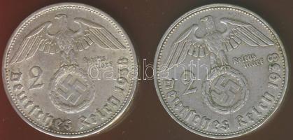 Német 3. Birodalom 1938B 2M Ag "Hindenburg" (2x) T:2/3,3+ kis ph.