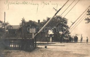 1925 Balatonberény, vasútállomás várakozókkal, photo