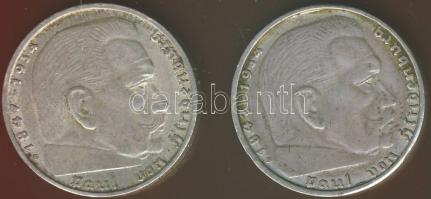 Német 3. Birodalom 1938B 2M Ag "Hindenburg" (2x) T:2/3,3+ kis ph