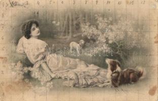 9 db RÉGI hölgyeket ábrázoló motívumos képeslap, több fotóval, köztük 3 enyhén erotikus darab, vegye...