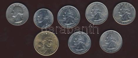 USA 1985-2004. 5c (1x), 1/4$ (6x), 1$ (1x) benne emlékveretek T:2,2/3