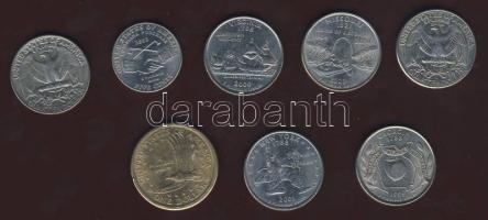 USA 1985-2004. 5c (1x), 1/4$ (6x), 1$ (1x) benne emlékveretek T:2,2/3