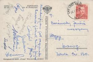 1951 a Bányászválogatott tagjainak (Buzánszky, Kamarás, Bablena, stb.) aláírásai Buzánszyk feleségének Łódź-ból küldött levelezőlapon