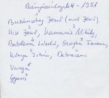 1951 a Bányászválogatott tagjainak (Buzánszky, Kamarás, Bablena, stb.) aláírásai Buzánszyk feleségén...