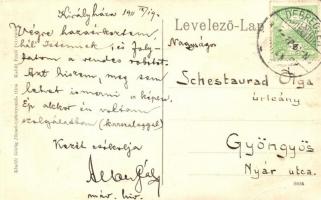 Királyháza, Koroleve; vasútállomás várakozókkal. Görög József kiadása Kabát Emil felvétele után / ra...