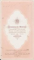 1868 Reichel Irma műtermi fotója vizitkártya méretben, Auerbach Miksa aradi műterméből, 10x6 cm