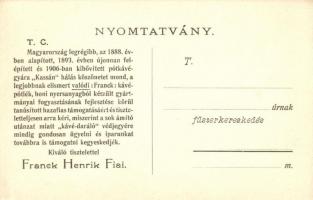 Kassa, Kosice; Franck-gyár; hátoldalon Franck Henrik fiai rekláma / Franck coffee factory