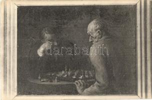 Joueurs déchecs / Chess players s: H. Daumier (vágott / cut)
