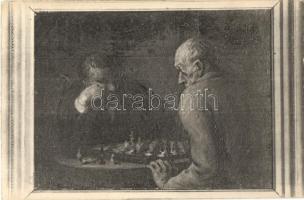 'Joueurs d'échecs' / Chess players s: H. Daumier (vágott / cut)