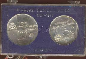 1974. 50Ft Ag + 100Ft Ag "50 éves MNB" T:BU Eredeti plombált tokban!