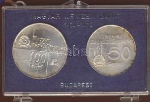 1974. 50Ft Ag + 100Ft Ag "50 éves MNB" T:BU Eredeti plombált tokban!