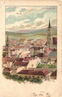 1899 Kolozsvár, Cluj; Látkép / general view, litho s: Geiger R. (kis szakadás / small tear)