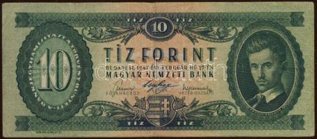 1947. 10Ft elő és hátlap lefelé csúszva T:II-/III+