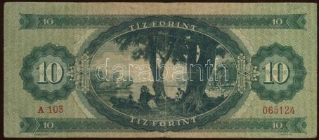 1947. 10Ft elő és hátlap lefelé csúszva T:II-/III+