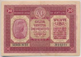 Olaszország / Velence / Osztrák-magyar megszállás 1918. 20L T:III részben restaurált Italy / Venice / Austro-hungarian occupation 1918. 20 Lire C:F partially restored Krause M7