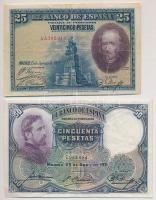 Spanyolország 1928. 25P + 1931. 50P T:III Spain 1928. 25 Pesetas + 1931. 50 Pesetas C:F Krause 74, 82