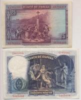 Spanyolország 1928. 25P + 1931. 50P T:III
Spain 1928. 25 Pesetas + 1931. 50 Pesetas C:F
Krause 74,...