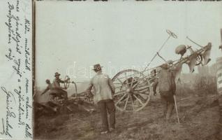 1905 Léva, Levice; uradalom szántógépe / plow machine in the manor, photo