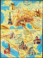 5 db MODERN MALÉV térképes reklám képeslap / 5 MODERN Hungarian Airlines advertising postcards