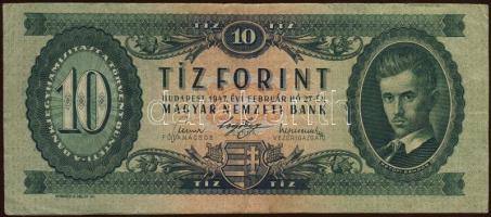 1947. 10Ft elő és hátlap felfelé csúszva T:II-/III+