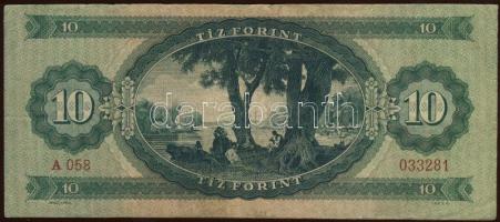 1947. 10Ft elő és hátlap felfelé csúszva T:II-/III+