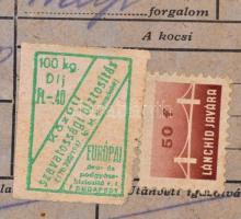 cca 1948 Fuvarlevél benyomott 1 forintos illetékbélyeggel, valamint ragaszotott közúti szavatossági ...
