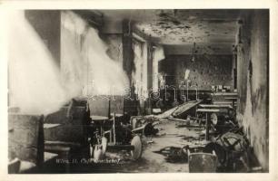 1934 Vienna, Wien; II. Cafe Goethehof / destroyed cafe interior after the Austrian Civil War, shot to pieces, photo