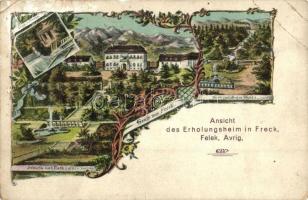Felek, Freck; Vár és park, Fürdőház, kiadja Victor Graef / castle, park, spa, floral Art Nouveau (EB)