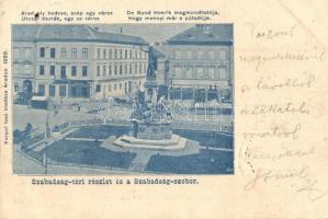 Arad, Szabadság tér és szobor, humoros verssel, kiadja Kerpel Izsó / square, statue, humorous poem