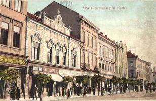 Arad, Szabadság tér, Moskovitz Zs., Halpern Miksa, Domán Sándor üzletei, Pichler Sándor üzlete és kiadása / square, shops (EK)