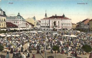 Arad, Szabadság tér, piac, Limbeck János és Fia, Moskovitz Zs. üzletei / square, market, shops (EK)