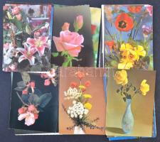 Kb. 180 db MODERN virágos motívumlap, néhány másodpéldánnyal / Cca. 180 MODERN flower motive cards, some duplicates