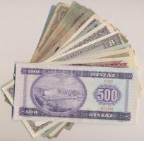 Vegyes 20db-os bankjegy tétel a korona-pengő-forint időszakból, benne: 1913. 20K piros "MAGYARO...