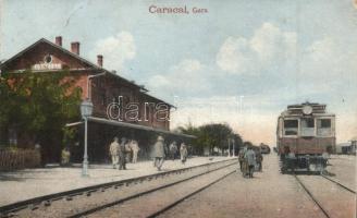 Caracal, Gara / railway station, train + K.u.K. Feldgendarmerie Bezirkskommando 2. stamp