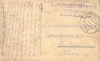 Caracal, Gara / railway station, train + K.u.K. Feldgendarmerie Bezirkskommando 2. stamp