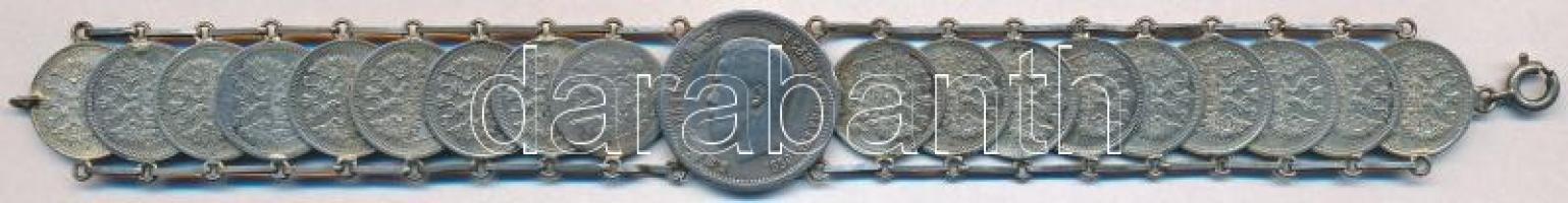 Orosz Birodalom 1889-1913. 5k Ag (18x) 9xklf évjárat +  1895. 25k Ag karkötővé alakítva T:2-3
Russi...