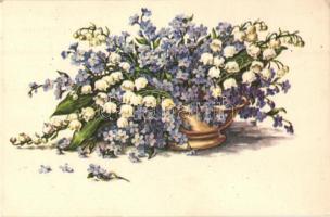 14 db MODERN virágos motívumlap, néhány másodpédánnyal / 14 MODERN flower motive cards, some duplicates