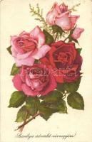 20 db MODERN virágos névnapi üdvözlőlap, néhány másodpédánnyal / 20 MODERN floral namesday greeting cards, some duplicates