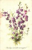 20 db MODERN virágos névnapi üdvözlőlap, néhány másodpédánnyal / 20 MODERN floral namesday greeting ...