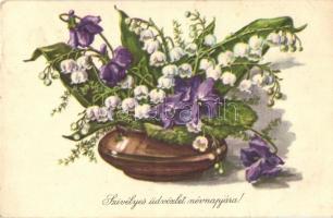 20 db MODERN virágos névnapi üdvözlőlap, néhány másodpédánnyal / 20 MODERN floral namesday greeting ...