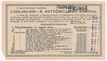 Budapest 1925. "Diák-sorsjegy VX. sorozat" 5000K T:II sarokhiány