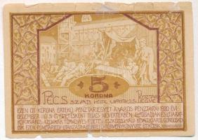 Pécs 1920. 5K pénztárjegy T:IV ragasztott