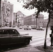 1966 Budapest, Kálvin téri közlekedés (villamos, trolibusz, autók), Kotnyek Antal (1921-1990) fotóri...