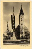 Losonc, Lucenec; Országzászló, templom, Filó M. kiadása / Hungarian flag, church (EK)