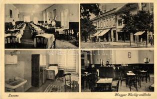 Losonc, Lucenec; Magyar Király szálloda, belsők, pincérek. Filó Marcel kiadása / hotel, interior and exterior view, waiters (EK)