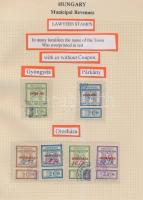 Gary Ryan magyar városi okmánybélyeg gyűjteménye, kb 2.000 különféle városi okmánybélyeg 7 albumban,...