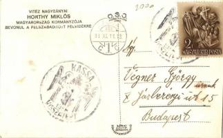 1938 Kassa, Kosice; Horthy, a magyar csapatok bevonulása / Horthy, entry of the Hungarian troops, &#...